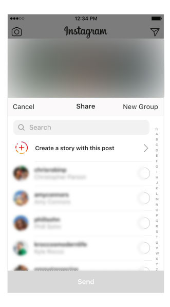 انتخاب گزینه "create a story with this post"